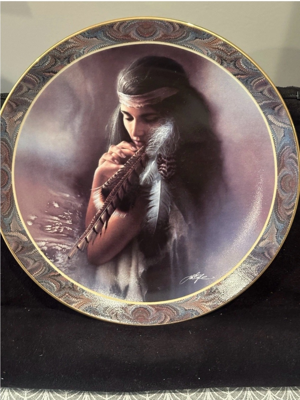Antique collectible STIRRINGS OF THE HEART Plate  Native Beauty Bradford E